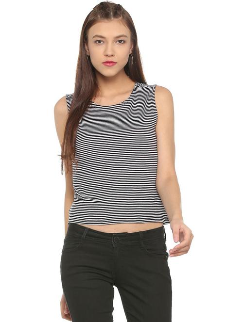 sleeveless monochrome striped top - 15547906 - Very Small Image - 1