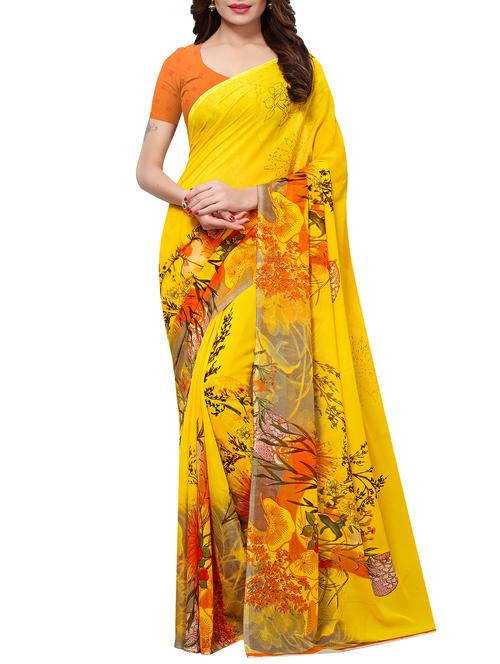floral printed saree with blouse - 15548057 - Very Small Image - 1