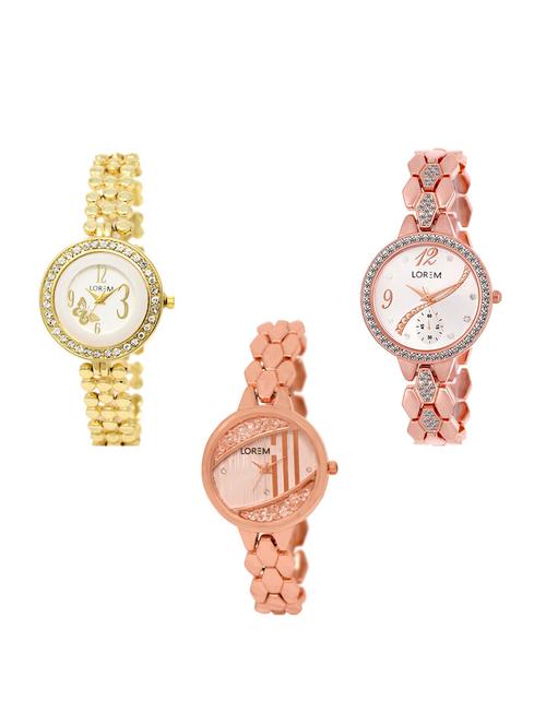 set of 3 round dial analog watch (lk203-215-222) - 15549696 - Very Small Image - 1
