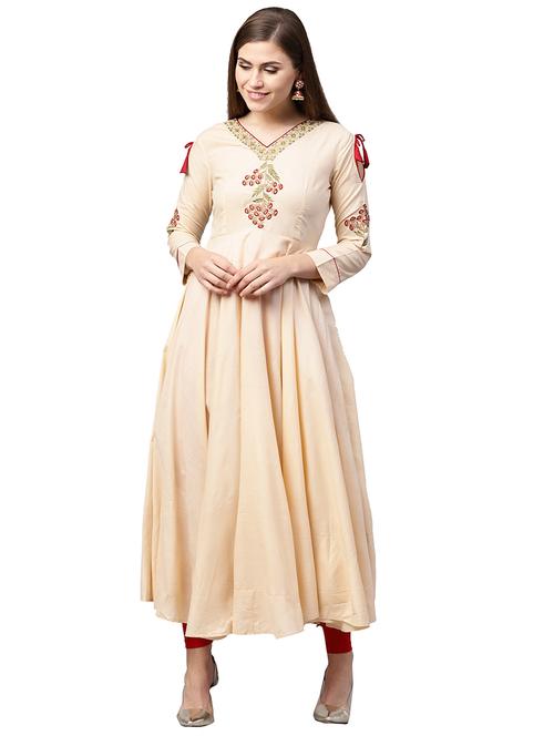 embroidered flared kurta - 15551524 - Very Small Image - 1