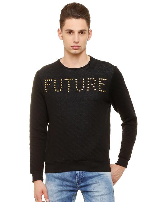 black polyester chest print sweatshirt - 15557520 - Very Small Image - 1