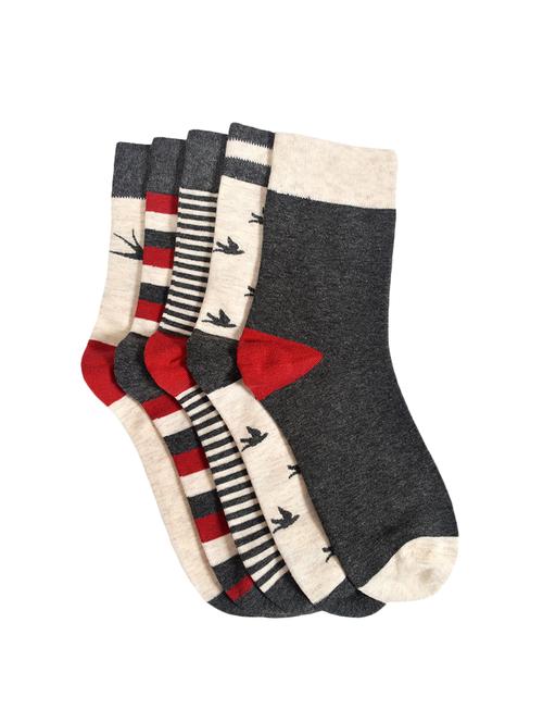 set of 5 multi colored cotton ankle length sock - 15557597 - Very Small Image - 1