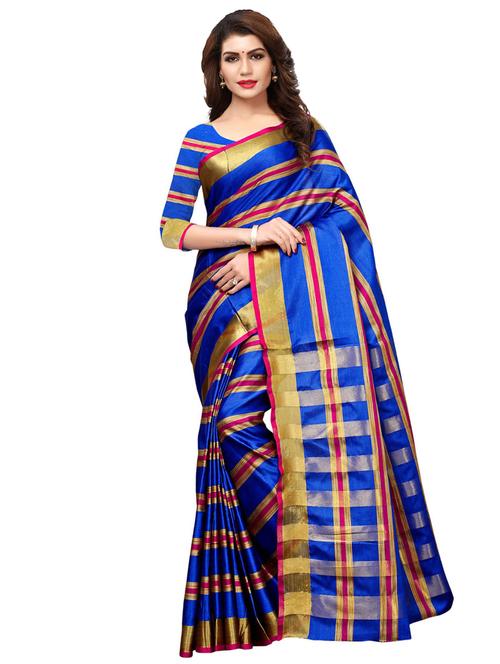 stripes maheshwari saree with blouse - 15557666 - Very Small Image - 1