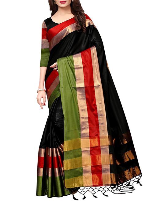 zari stripes bordered maheshwari saree with blouse - 15557691 - Very Small Image - 1
