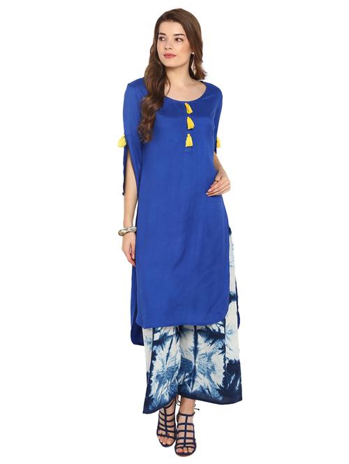 high low kurta with tassels - 15557909 - Very Small Image - 1