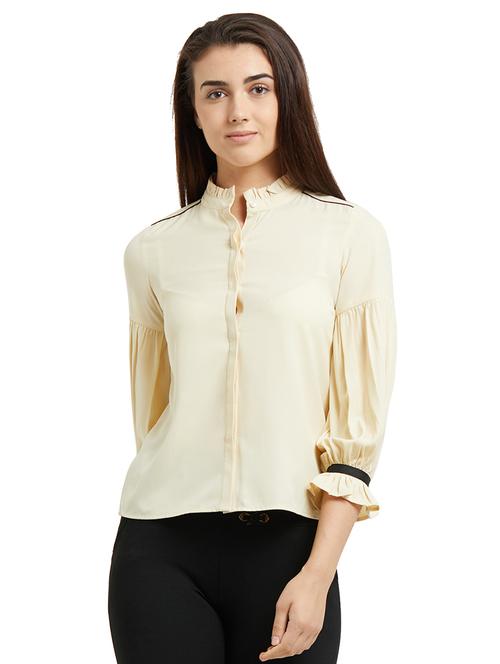 contrast binding concealed placket shirt - 15558149 - Very Small Image - 1