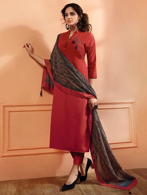 embellished tassel detail kurta pant suit set - 15558501 - Very Small Image - 1