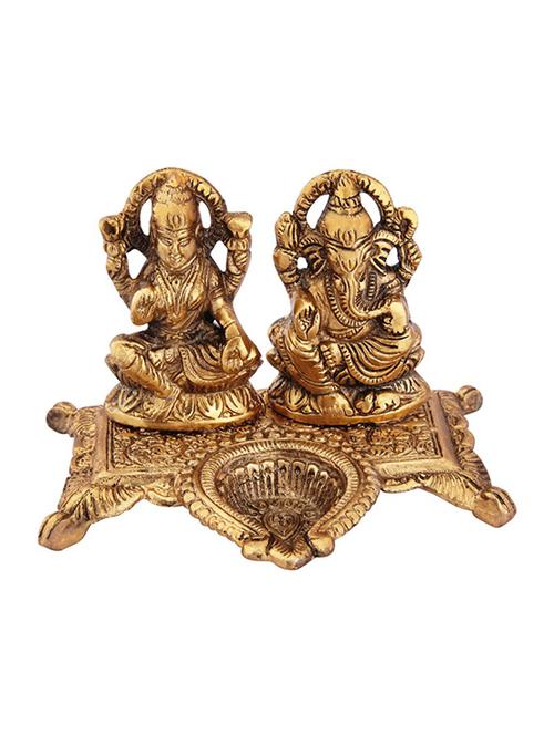 lakshmi ganesh diya antique gold plated by handicrafts paradise - 15558970 - Very Small Image - 1