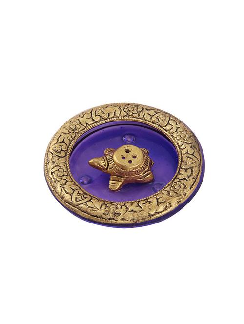 tortoise incense holder placed in purple glass vessel with metal border by handicrafts paradise - 15559025 - Very Small Image - 1