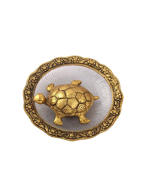 tortiose on glass plate gold plated in metal by handicrafts paradise - 15559029 - Very Small Image - 1