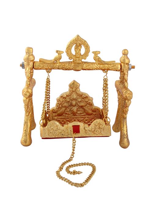 jhoola swing paalna folding style with peacock motiff in metal by handicrafts paradise - 15559045 - Very Small Image - 1