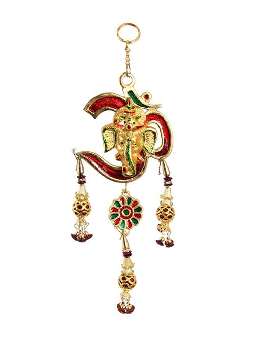 om hanging with ganesha motiff in metal by handicrafts paradise - 15559058 - Very Small Image - 1