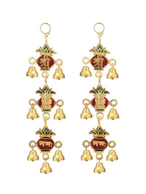 shree ganesha nama kalash shaped hanging pair with bells in metal by handicrafts paradise - 15559088 - Very Small Image - 1