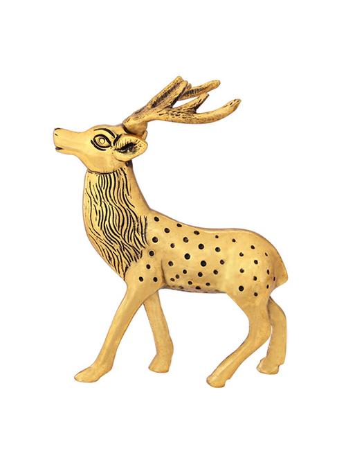 deer showpiece in metal antique gold plated by handicrafts paradise - 15559532 - Very Small Image - 1