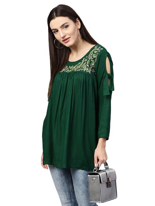 embroidered cold shoulder top - 15559892 - Very Small Image - 1