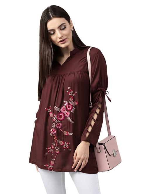 embroidered slit sleeved tunic - 15559893 - Very Small Image - 1