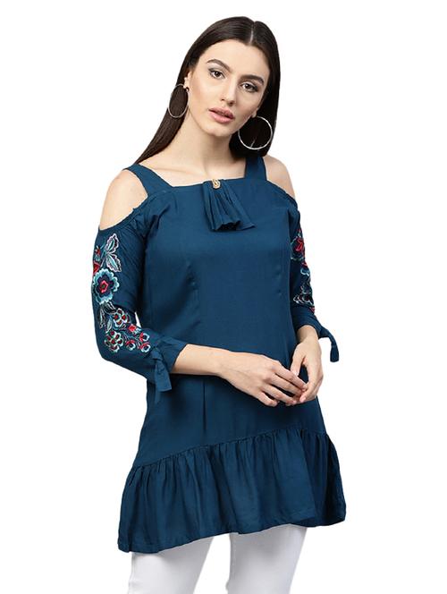 cold shoulder ruffle tunic - 15559899 - Very Small Image - 1