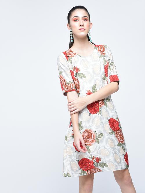 floral turn up sleeved dress - 15560014 - Very Small Image - 1