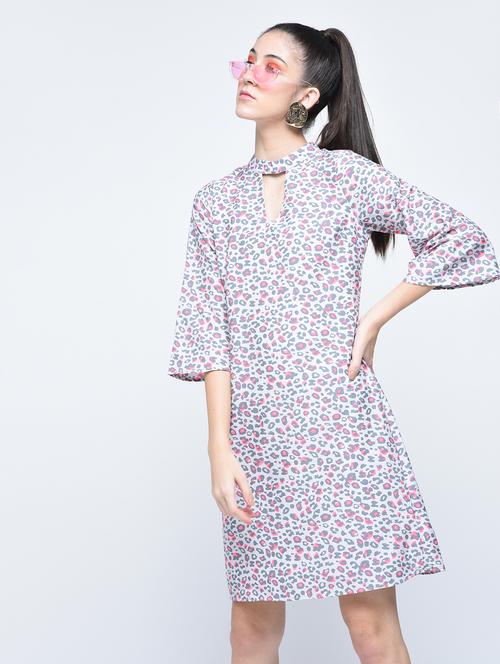 choker neck printed dress - 15560017 - Very Small Image - 1