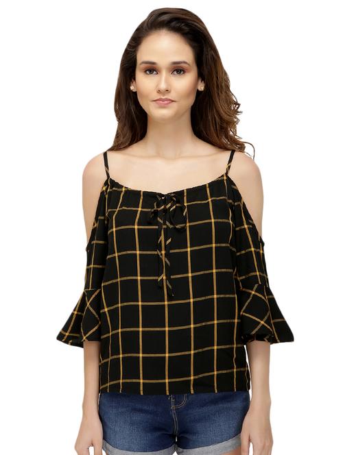 tie knot neck checkered top - 15560058 - Very Small Image - 1