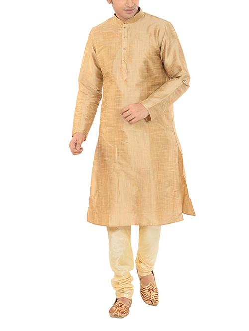 beige silk blend kurta pyjama set - 15560099 - Very Small Image - 1