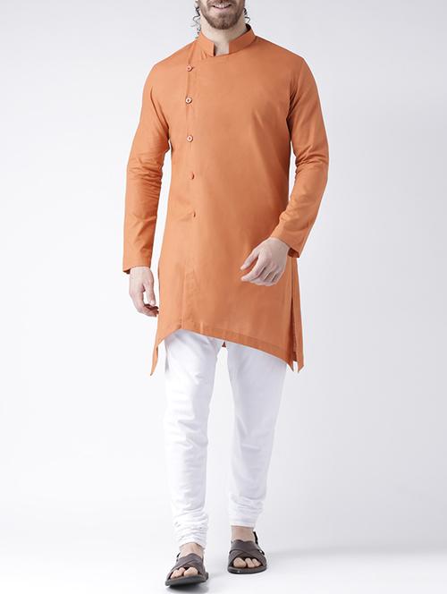 orange cotton kurta pyjama set - 15560134 - Very Small Image - 1
