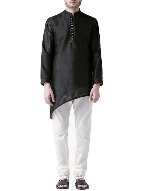 black silk blend kurta pyjama set - 15560144 - Very Small Image - 1