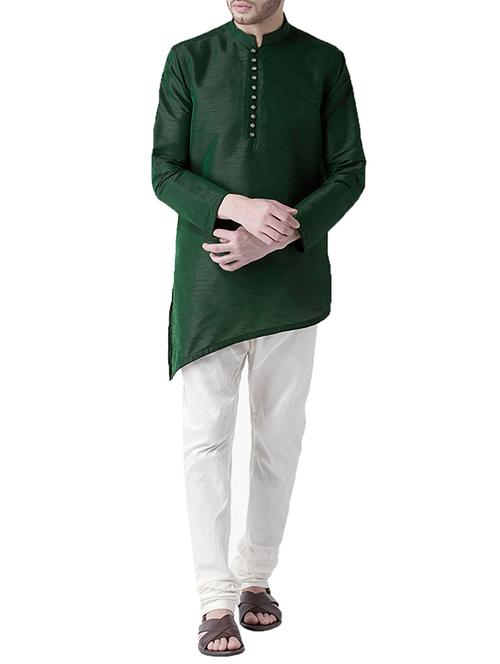 green silk blend kurta pyjama set - 15560147 - Very Small Image - 1