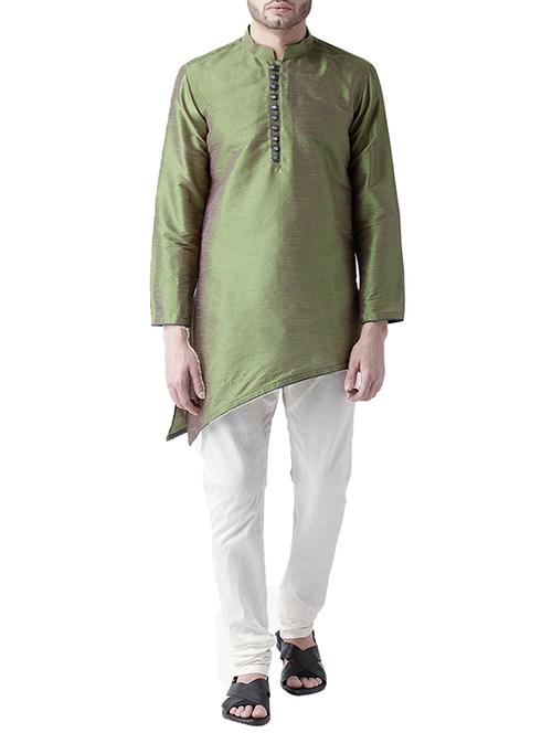 green silk blend kurta pyjama set - 15560151 - Very Small Image - 1