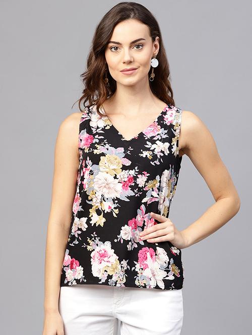 v-neck floral top - 15560169 - Very Small Image - 1