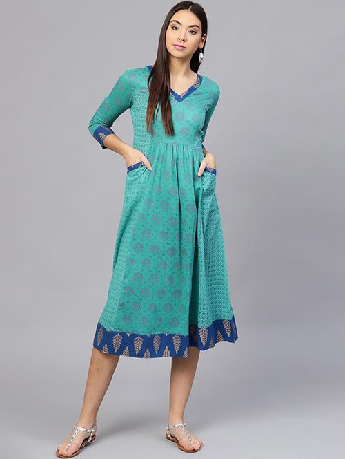 light blue a-line dress with pockets - 15560197 - Very Small Image - 1