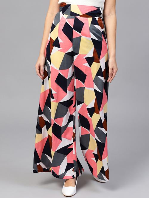 abstract printed flared palazzo - 15560208 - Very Small Image - 1