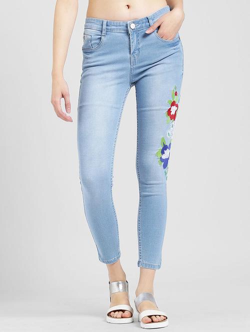 embroidered stone wash jeans - 15560223 - Very Small Image - 1