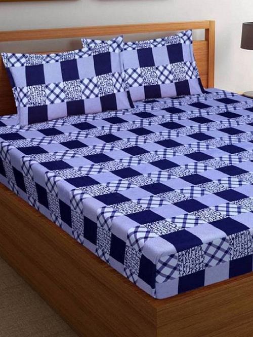 polycotton printed double bedsheet with 2 pillow covers - 15560242 - Very Small Image - 1
