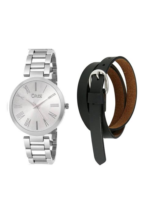 crude rg2536 round dial analog watch with leather strap - 15560645 - Very Small Image - 1