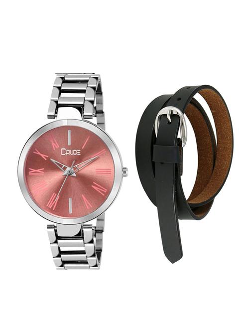 crude rg2537 round dial analog watch with leather strap - 15560653 - Very Small Image - 1