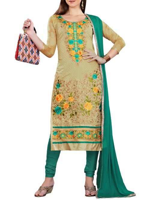 embroidered unstitched churidaar suit - 15560739 - Very Small Image - 1