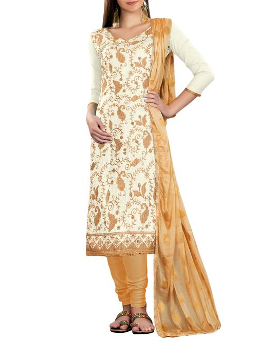 embroidered unstitched churidaar suit - 15560746 - Very Small Image - 1