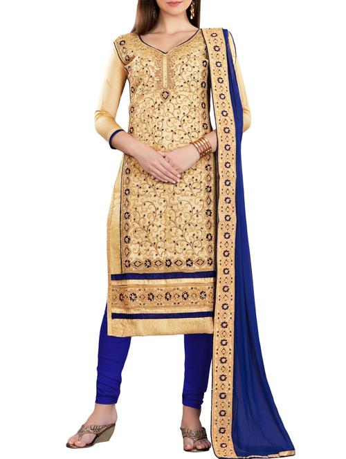 embroidered unstitched churidaar suit - 15560748 - Very Small Image - 1