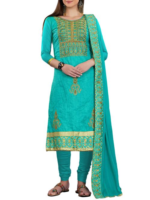 embroidered unstitched churidaar suit - 15560749 - Very Small Image - 1