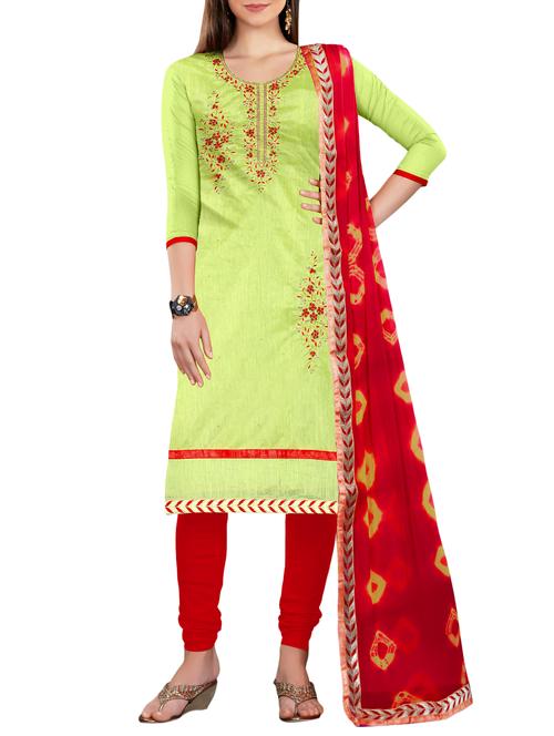 embroidered unstitched churidaar suit - 15560750 - Very Small Image - 1