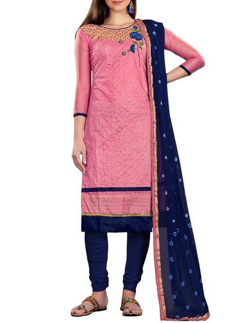 embroidered unstitched churidaar suit - 15560753 - Very Small Image - 1