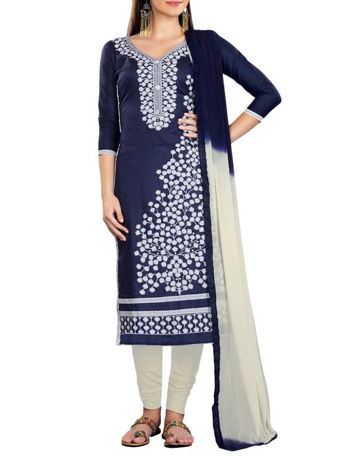 embroidered unstitched churidaar suit - 15560756 - Very Small Image - 1