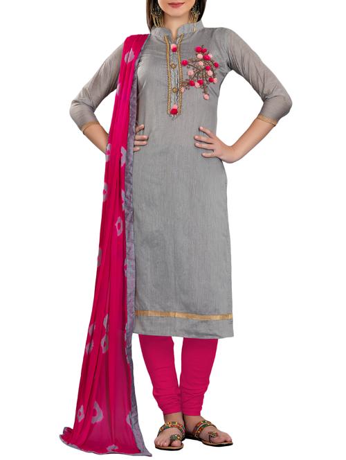 embellished unstitched churidaar suit - 15560757 - Very Small Image - 1