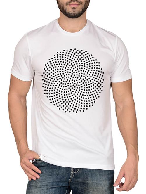 white cotton blend chest print t-shirt - 15561729 - Very Small Image - 1