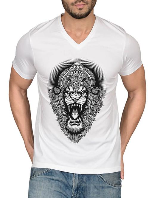 white cotton blend chest print t-shirt - 15561741 - Very Small Image - 1