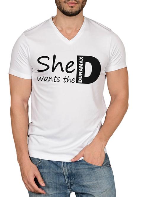 white cotton blend chest print t-shirt - 15561759 - Very Small Image - 1
