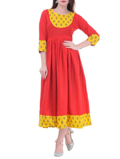 flared solid kurta - 15561792 - Very Small Image - 1