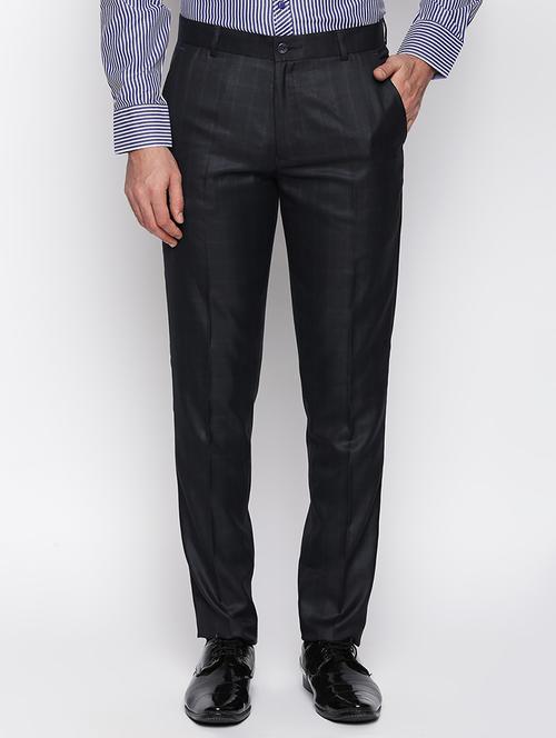 blue polyester blend flat front formal trouser - 15563236 - Very Small Image - 1