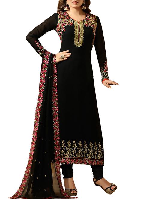 embroidered unstitched churidaar suit - 15563247 - Very Small Image - 1